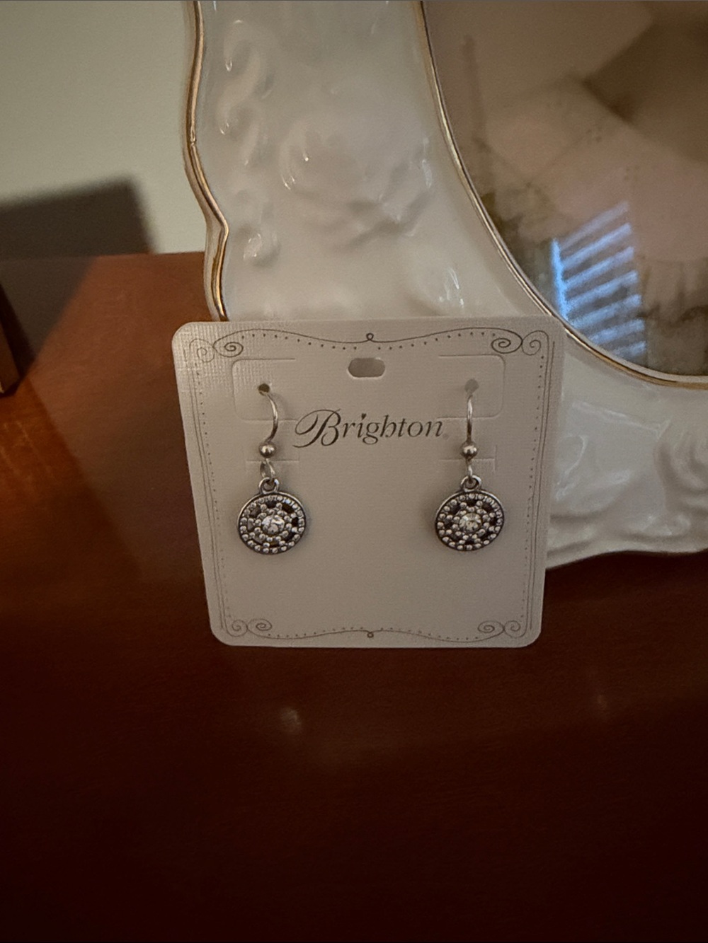 Brighton Silver Crystal Round Drop Earrings